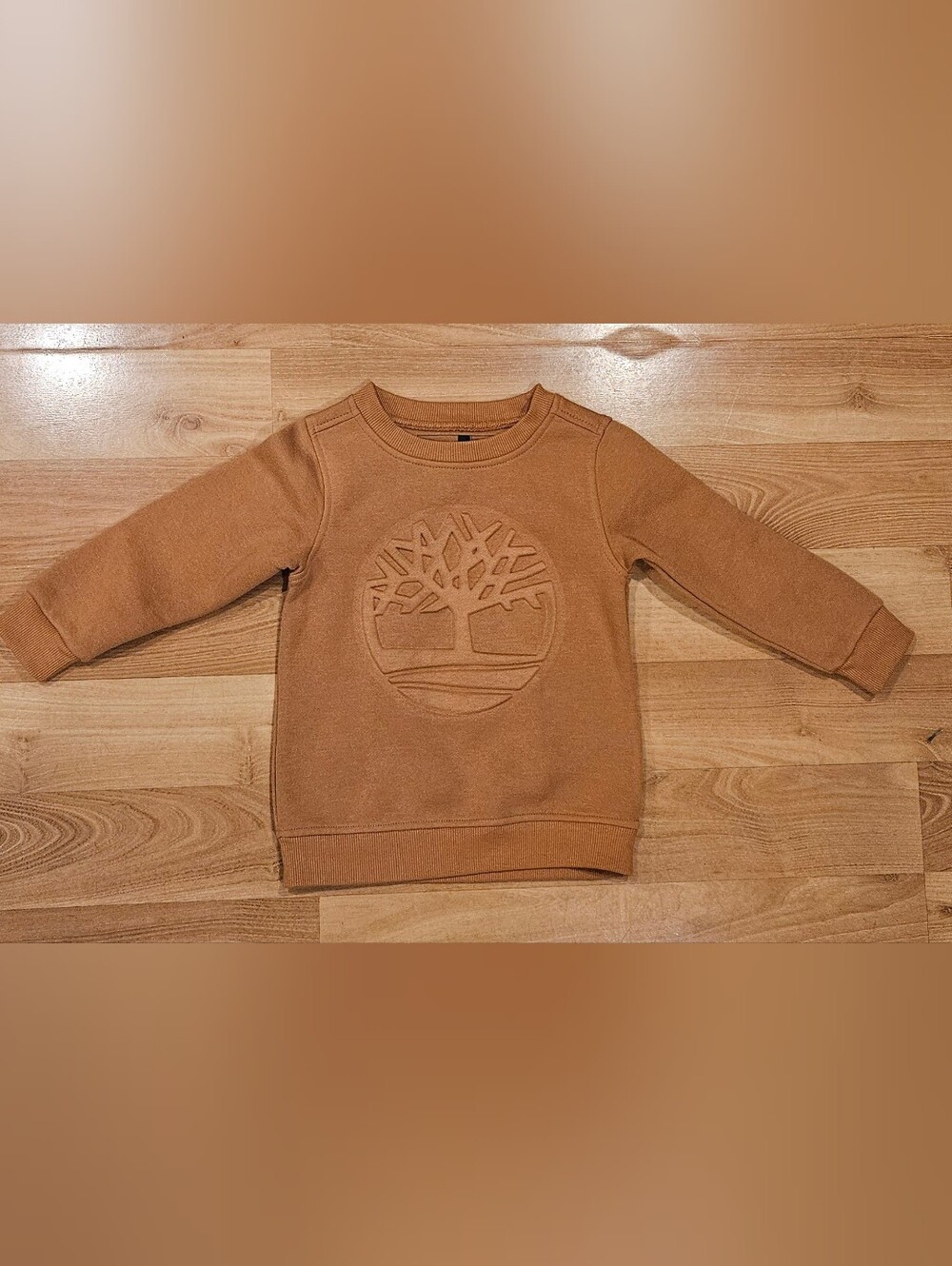 Timberland Kids Brown Crewneck Sweatshirt with Embossed Tree Logo